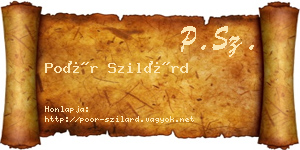 Poór Szilárd névjegykártya